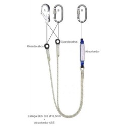 Eslinga doble anticaídas con Absorbedor anticaídas modelo ABE + 2ES 102
