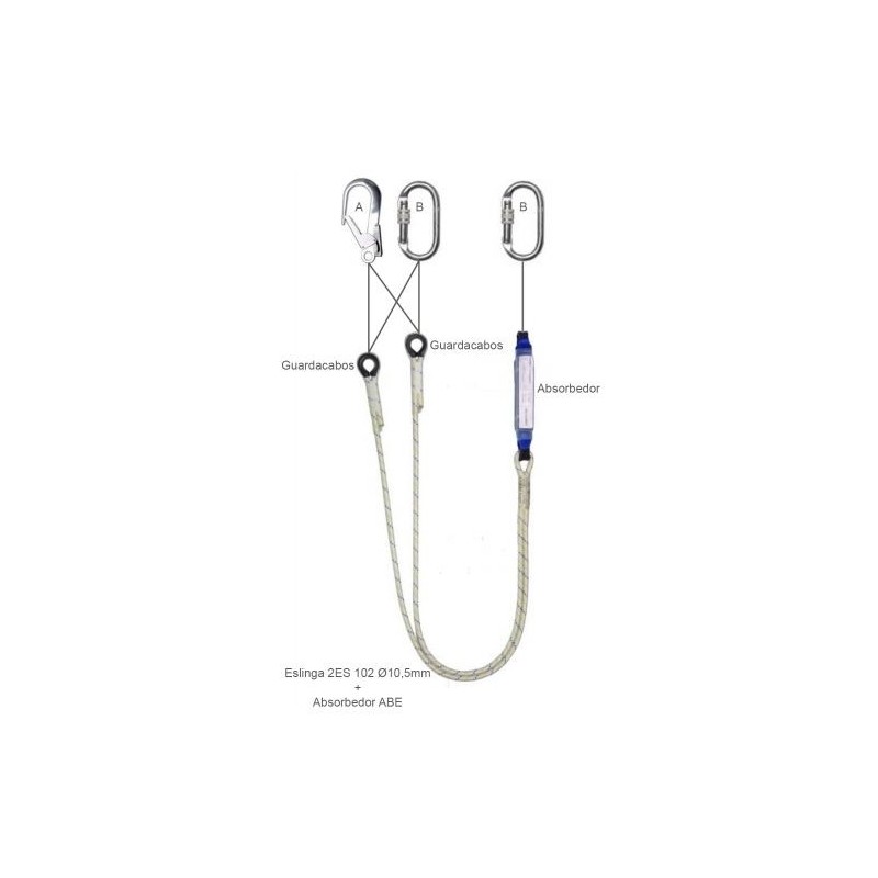 Eslinga doble anticaídas con Absorbedor anticaídas modelo ABE + 2ES 102