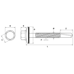 Tornillo viga autoperforante punta broca nº5 Cincado + EPDM