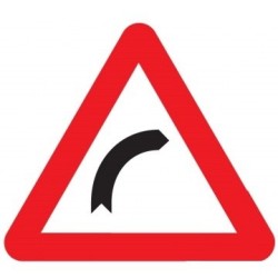 Señales de tráfico de advertencia de peligro curva peligrosa hacia la derecha P-13A