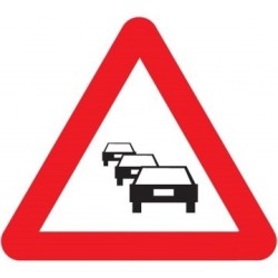 Señales de tráfico de advertencia de peligro Congestión P-31, fabricadas en Acero.