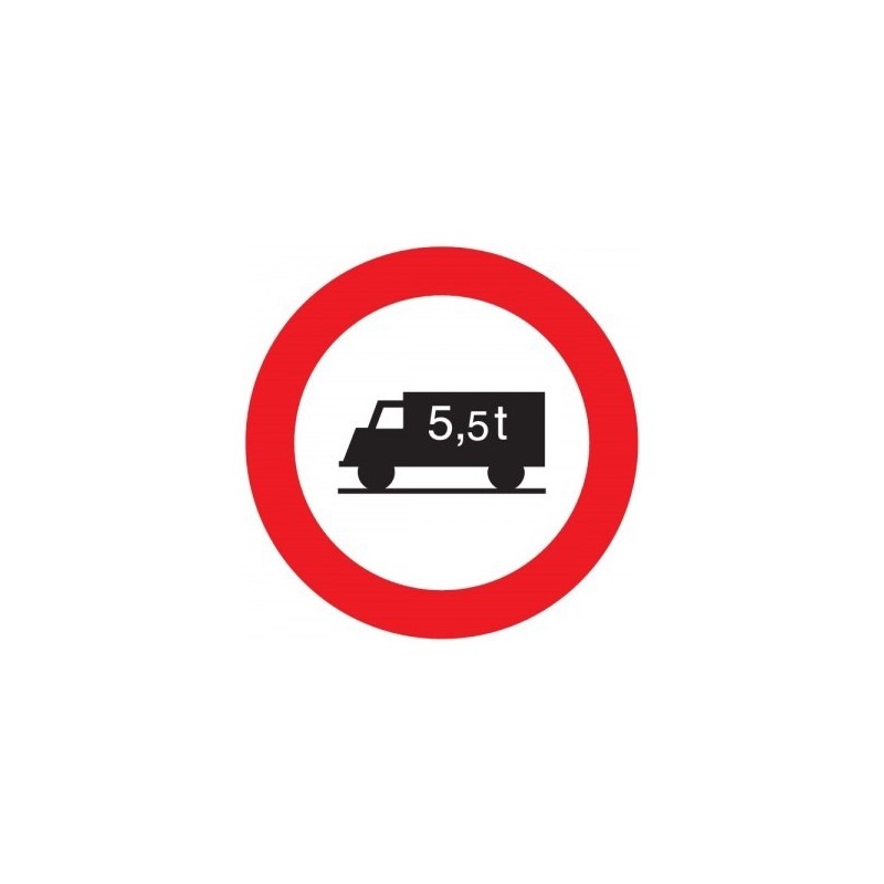 SEÑAL MOPU R-107 ENTRADA PROHIBIDA A TRANSPORTE DE MERCANCÍAS SEGÚN PESO EN ACERO