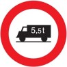 SEÑAL MOPU R-107 ENTRADA PROHIBIDA A TRANSPORTE DE MERCANCÍAS SEGÚN PESO EN ACERO