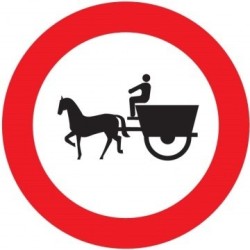 Señal MOPU R-113 Entrada prohibida a vehículos de tracción animal en Acero