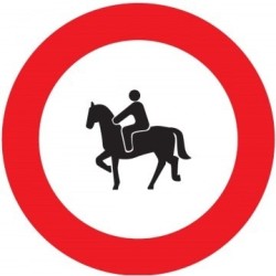 Señal MOPU R-117 Entrada prohibida a animales de montura en Acero