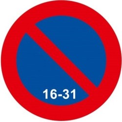 Señal MOPU R-308d Estacionamiento prohibido la segunda quincena en Acero