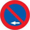 Señales Circular R-308g Estacionamiento prohibido a la izquierda, fabricadas en aluminio.