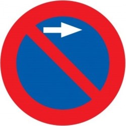Señal MOPU R-308f Estacionamiento Prohibido a la Derecha en Aluminio