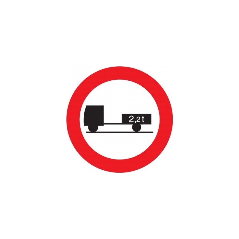 Señal MOPU R-112 Entrada prohibida a vehículos de motor con remolque en aluminio