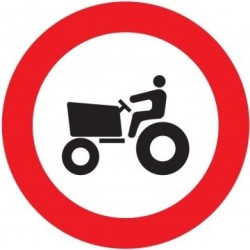 Señal MOPU R-111 Entrada prohibida a vehículos agrícolas de motor en aluminio