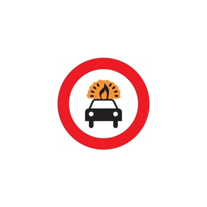 Señal MOPU R-109 Entrada prohibida a vehículos de mercancías explosivas o inflamables en aluminio