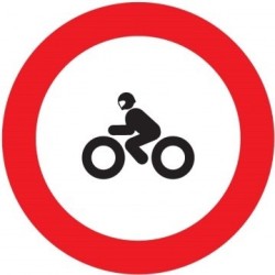 Señal MOPU R-104 Entrada prohibida a motocicletas en aluminio