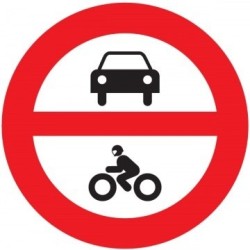Señal MOPU R-102 Entrada prohibida a vehículos de motor en aluminio