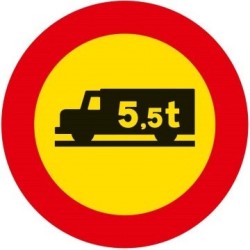 Señal MOPU R-107 Entrada prohibida a transporte de mercancías