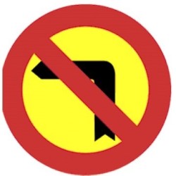 Señal MOPU R-303 Giro a la izquierda prohibido en Acero